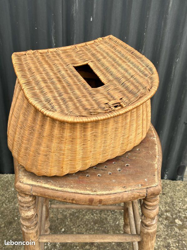 Panier De Pêche Vintage En Osier - Ventre De Pêcheur à La Mouche - Marron