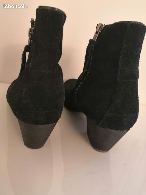 Bottines femme daim noir (39) (image 6)