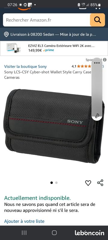 Etui Sony LCS-CSY pour appareil photo numérique. Noir (image 5)