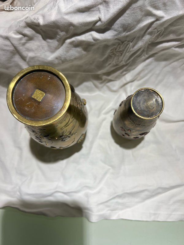 2 vases en bronze, chinois (image 5)