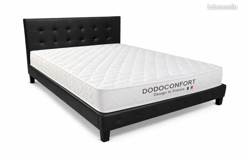 Lit Nico Noir avec matelas 140x190 direct entrepôt Versailles (image 2)