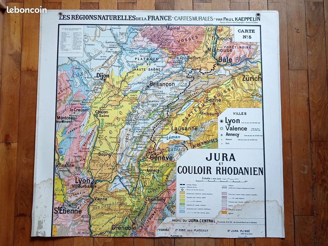 Carte scolaire murale ancienne JURA (image 1)