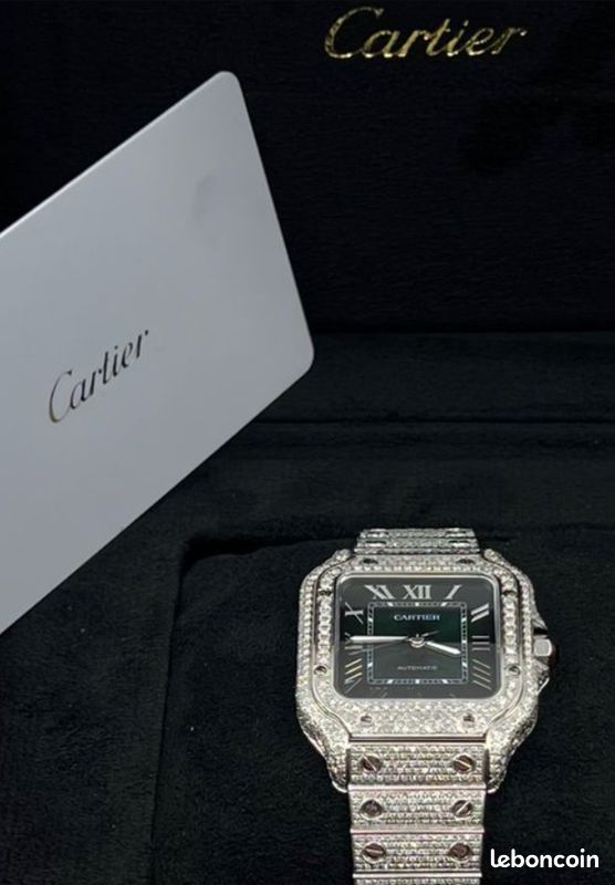 Cartier Santos – Diament – Cadran vert Romain (image 1)