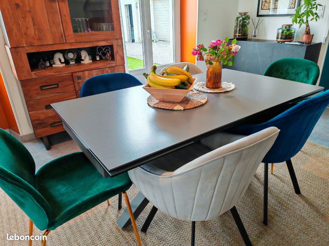 ✨ Table extensible haut de gamme en céramique graphite & anthracite – Design contemporain ✨ (image 1)