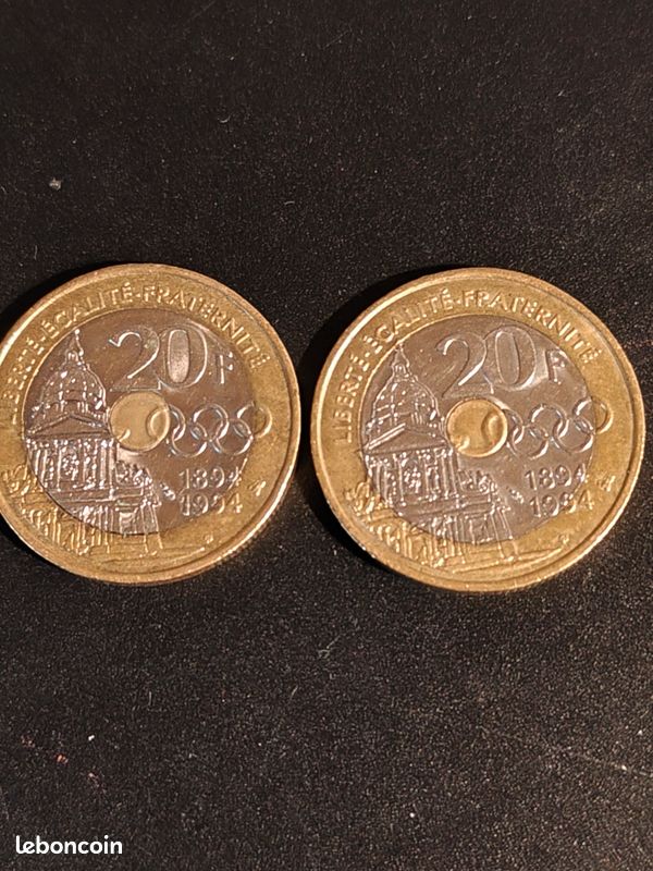 Pièce France 20 Francs Pierre de Coubertin - 1994 - Bimétal (image 2)