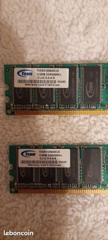 Lot de deux Ram ddr 512mb 400mhz uddim (image 2)