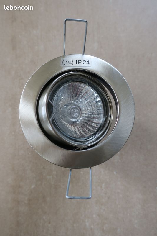 Kit de 3 Spots à encastrer orientables - Rond Nickel Brossé - GU10 - Neuf (image 2)