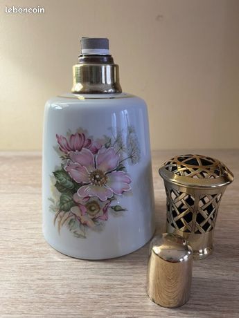 Lampe Berger En Porcelaine De Limoges, Charles Ahrenfeldt, Décor Asiatique, Bon état
