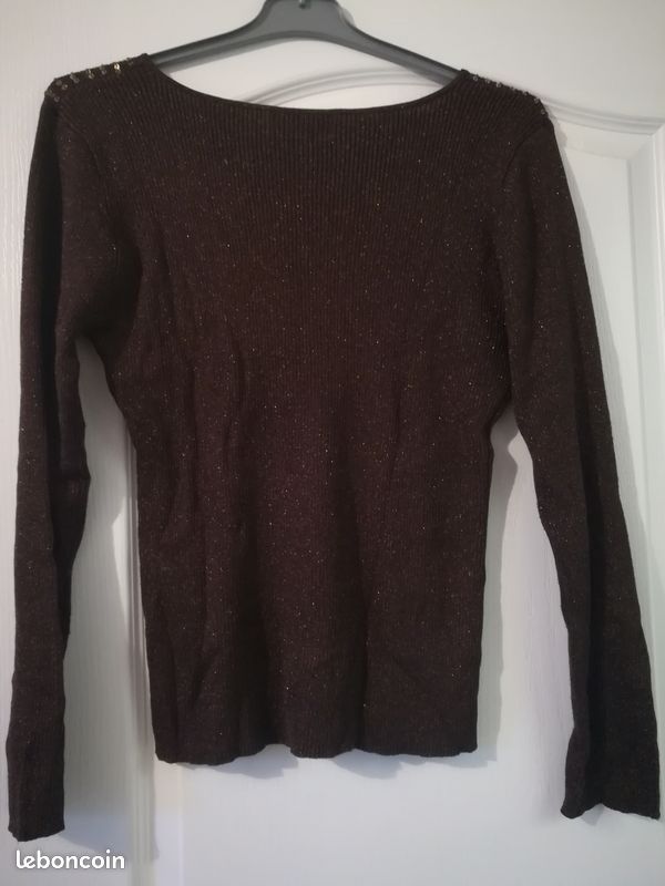 Pull marron et doré T 42 (image 2)