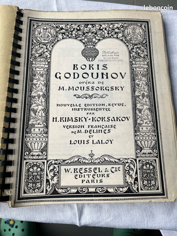 Boris Godounov opéra version française, partition opéra, Paris 1911 (image 1)