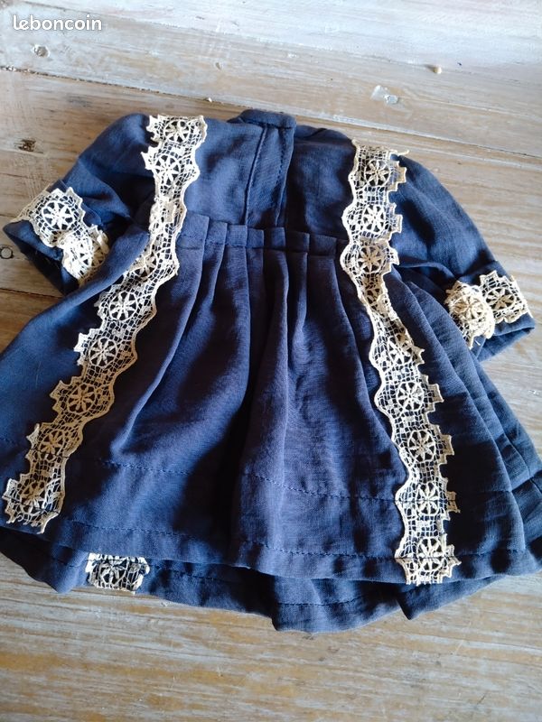 Rare robe blanche antique pour bébé ou poupée du début des années 1900 - env. T.S. 1 - 2T - France