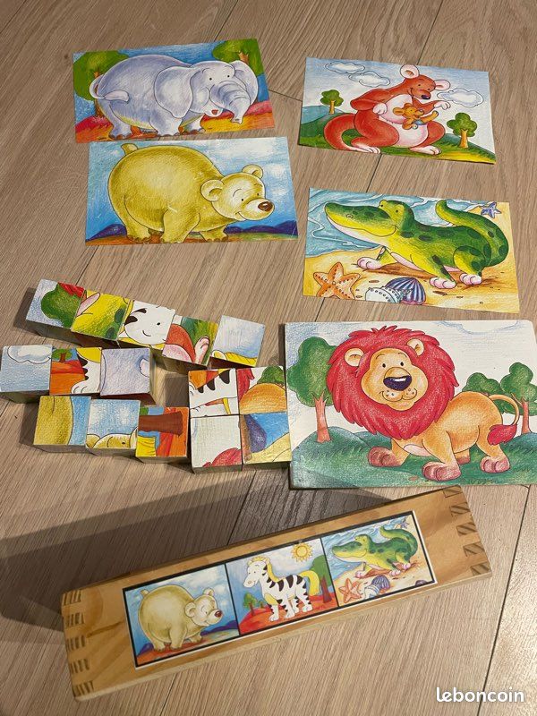 Puzzle de 15 CUBE en bois avec 6 modèles d’animaux (image 4)