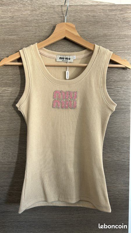 Débardeur miu miu beige et rose (image 1)