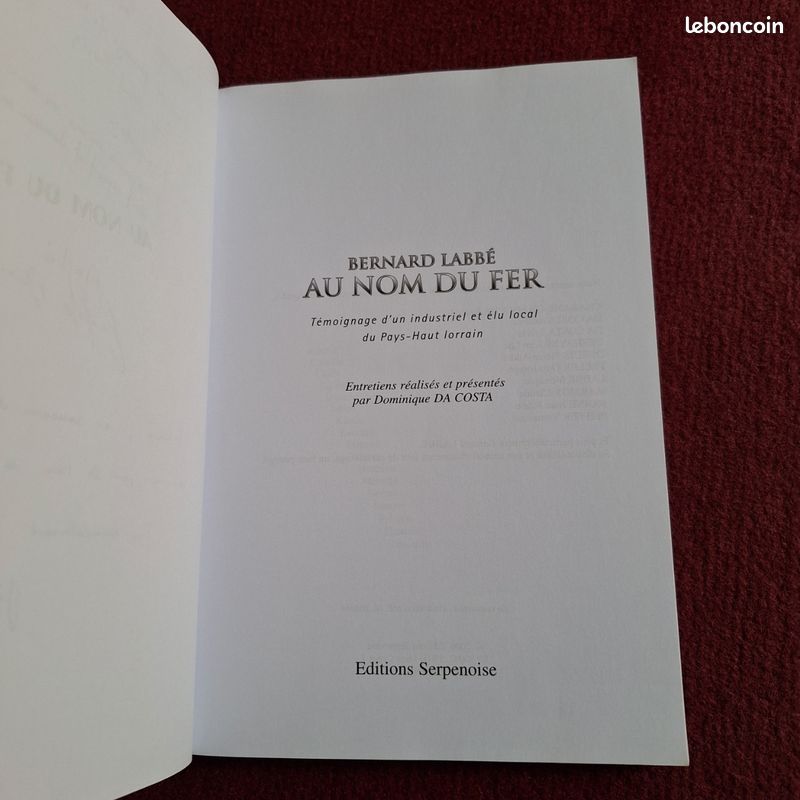 Livre "Au nom du fer" – Dominique Da Costa / Bernard Labbé – avec dédicace (image 4)