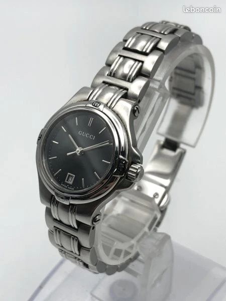 Montre GUCCI 9040L 26mm Cadran Noir en Acier – Très bon état FE111 (image 1)