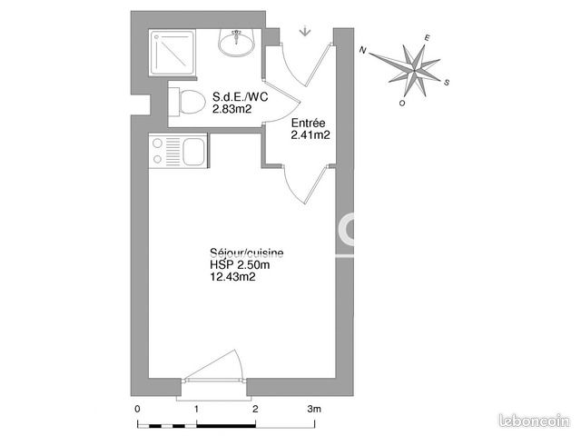 Appartement a louer cergy - 1 pièce(s) - 17 m2 - Surfyn