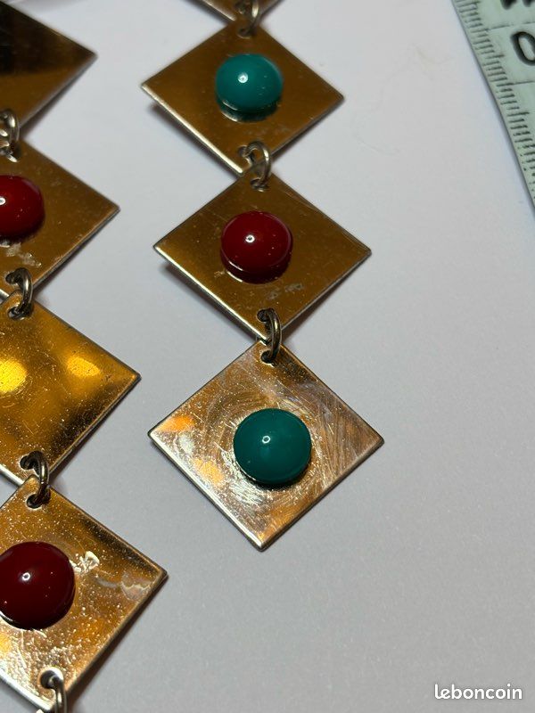Collier Vintage Moderniste Années 70 - Style Pierre Cardin - Ras De Cou Argenté