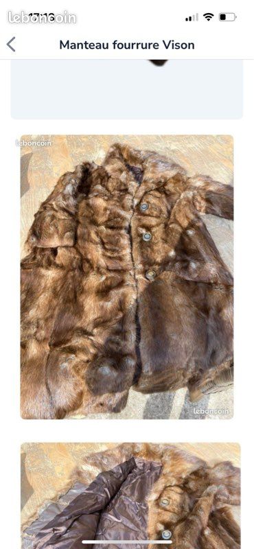 Manteau En Fourrure Véritable De Vison - Marque L. Perneels - Taille M - Couleur Marron - Occasion Très Bon état