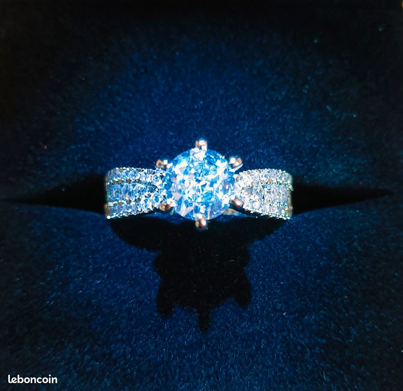 Bague argent 925 avec diamant 7 mm (image 6)
