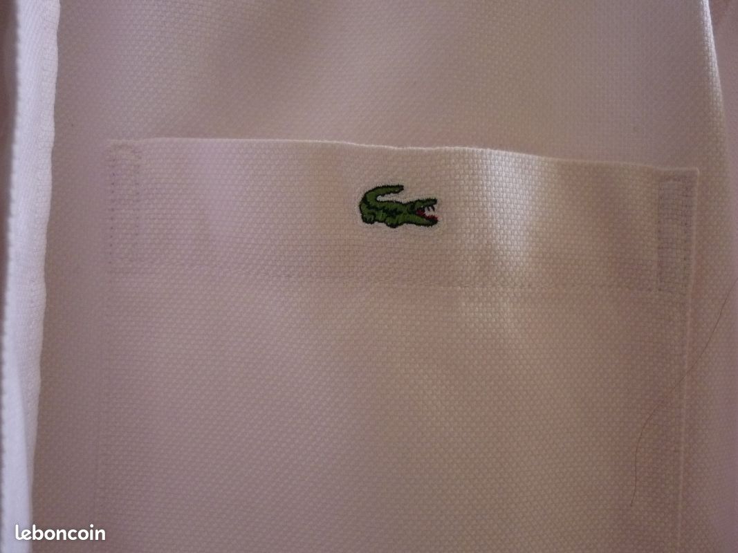 Authentique Chemise Lacoste T 39 rose piqué coton manches courtes TBE (image 3)