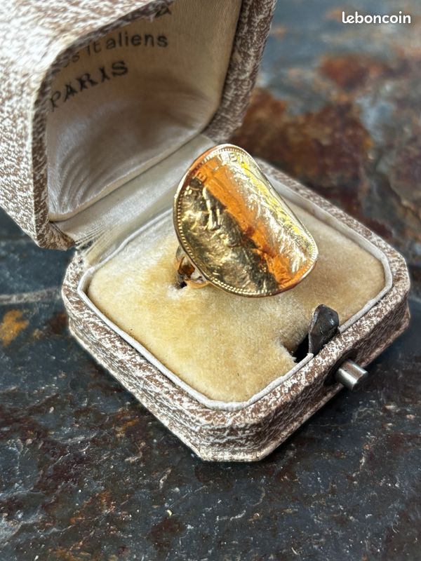 💍 Bague en or montée avec pièce de 20 francs or Suisse 1935 B