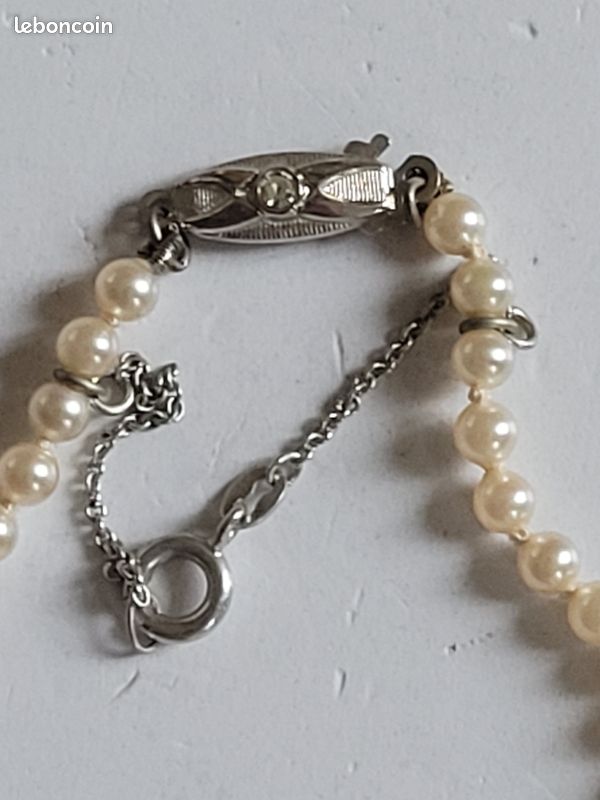 Raccourcisseur De Collier Ancien En Argent Massif 925 - Décor Perles, Occasion Bon état
