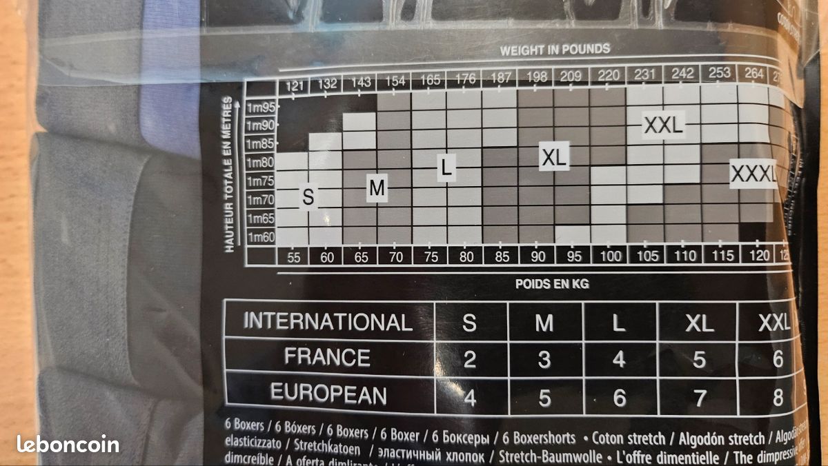 Correspondance Taille Boxer Homme Taille Correspondance Taille