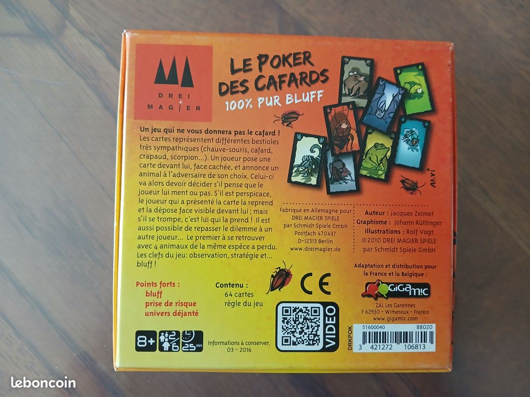 Le Poker des Cafards - Jeu de cartes et de bluff à partir de 8 ans
