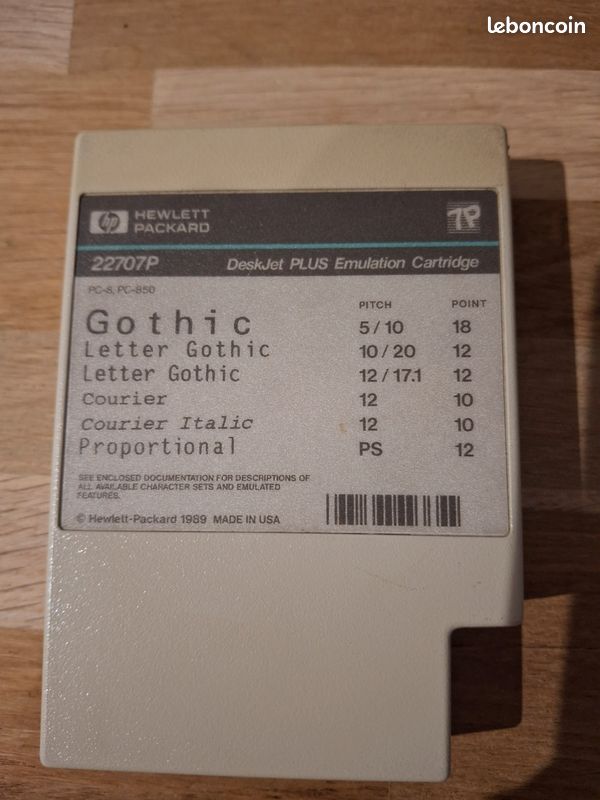 Cartouche d'imprimante de polices HP 22707P DeskJet PLUS Emulation Cartridge 1989 (image 4)