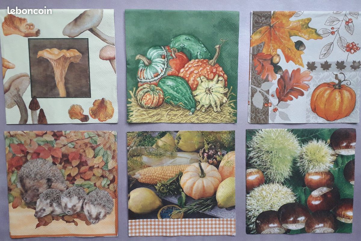 Lot de 6 serviettes thème automne (image 1)