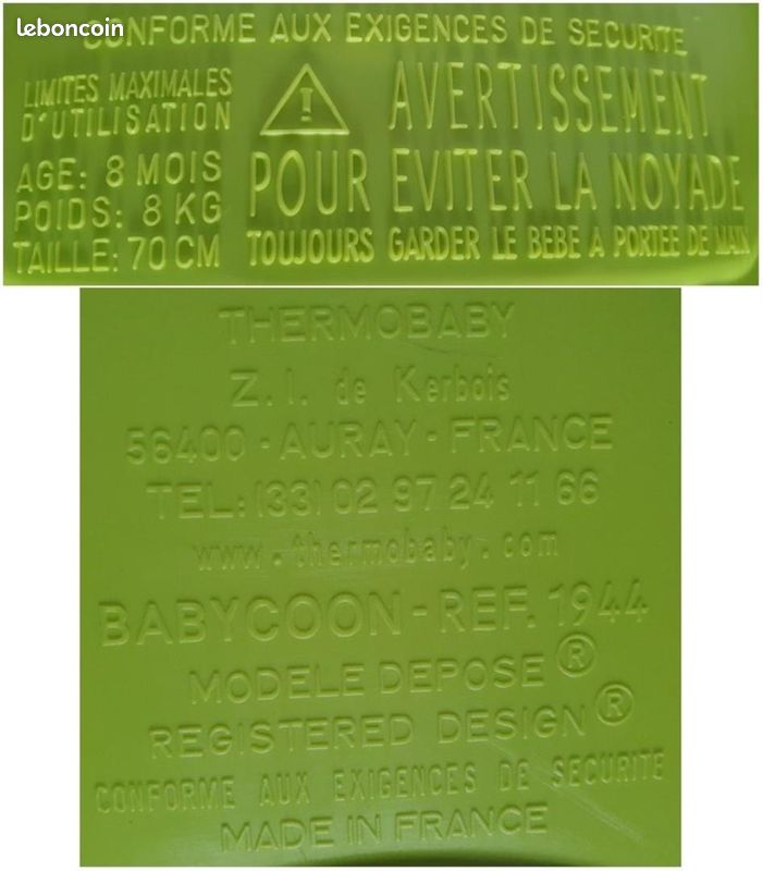 Transat De Bain Thermobaby Babycoon Anneau Vert Émeraude - Dès La Naissance