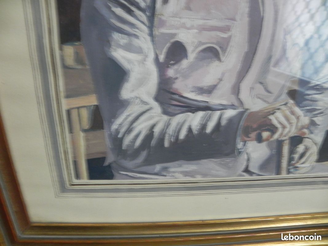 Ancien tableau portrait d un militaire de la guerre 14-18 signé (image 12)