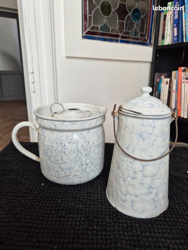 Pot à Lait Ancien En Tôle émaillée Multicolore - Bon état