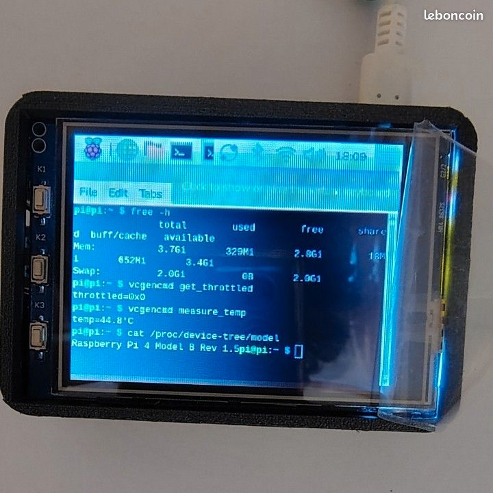 Raspberry pi 4 4Go Rev 1.5 - Écran 3.2" tactile - carte MicroSD 32Go - Alim officiel 3A - Boîtier (image 2)