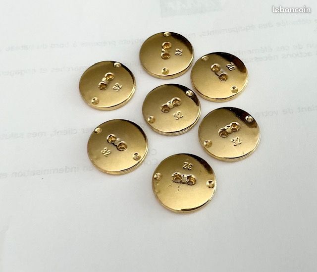 7 BOUTONS DORÉS DE DIAMÈTRE 2cm (image 2)