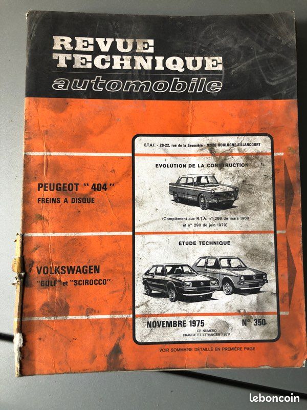 RTA N° 350 Volkswagen Golf et Scirocco Peugeot 404 (image 1)