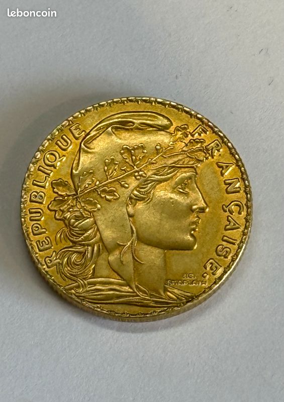 Pièce de monnaie (reproduction) plaquée or 10 Francs Coq Marianne - Collection Pièce de monnaie (reproduction) plaquée or 10 Francs Coq Marianne - Collection