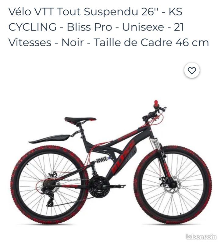 Vélo VTT Tout Suspendu 26'' KS CYCLING Bliss Pro Unisexe
