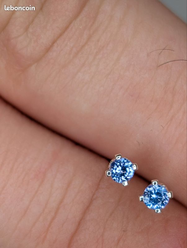 Boucles D'Oreilles En Argent 925 Avec Tanzanite & Zircons - Neuf Sans Emballage