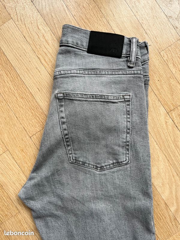Jean Homme Zara Coupe Slim Gris - Taille 30 US (38 EUR), Entrejambe 32, Très Bon état