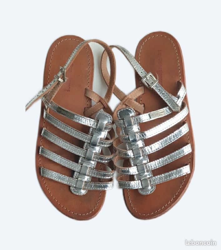 Sandales tout cuir marque La Tropézienne à brides argent p39 (image 1)