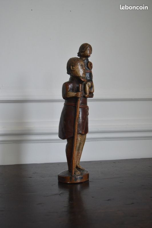 Sculpture de Saint Christophe et l'Enfant, XIXe, art populaire (image 4)
