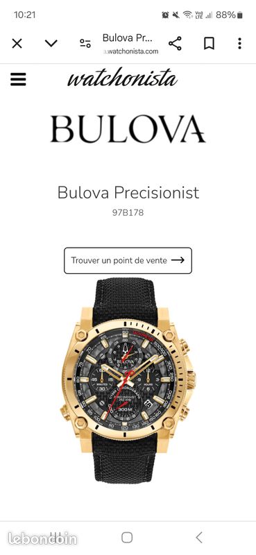 Montre homme Bulova 97B178 300M Montres Bijoux
