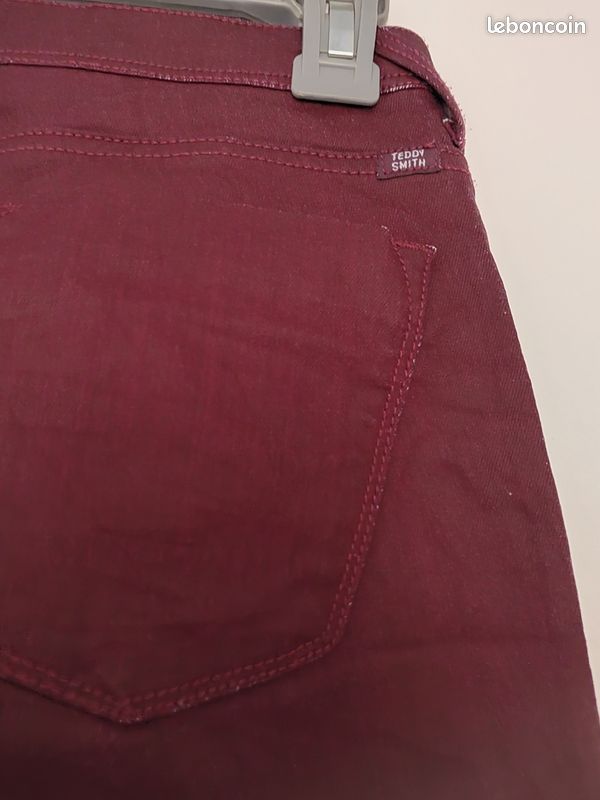Pantalon slim bordeaux Teddy Smith-Taille 38(W28).bon (image 5)