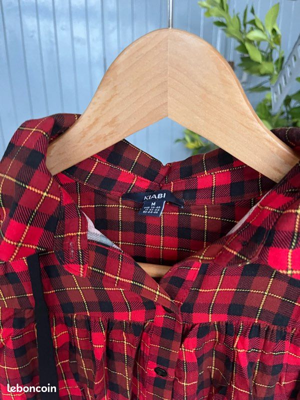 Chemise à Carreaux Rouge Femme - Manches Courtes - Coton 100% - Taille XL (16-18) - Time And Tru - Occasion Parfait État