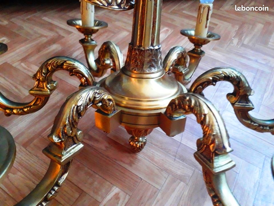 Splendide lustre en bronze 6 feux - 10 Kg - pièce de caractère et de prestige (image 1)