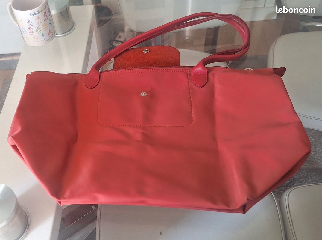 Sac Longchamp pliage authentique taille L corail (image 1)