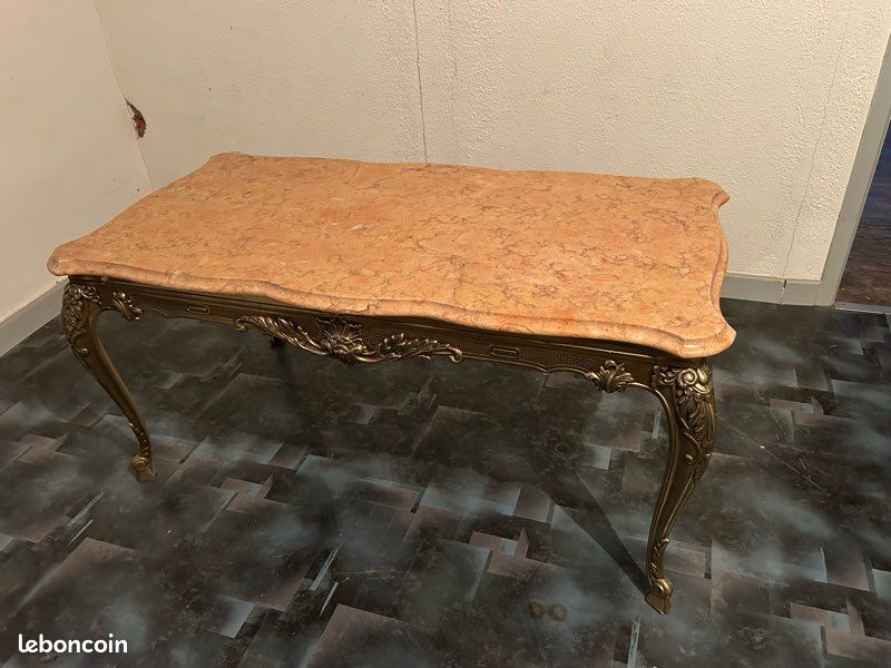 Table de salon bronze et marbre (image 2)