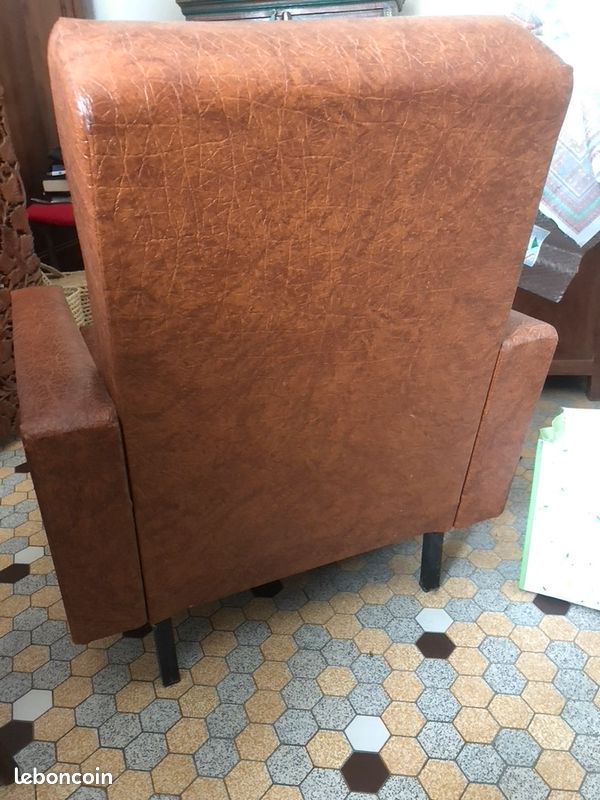 2 Fauteuils vintage 60/70 en skai (image 5)