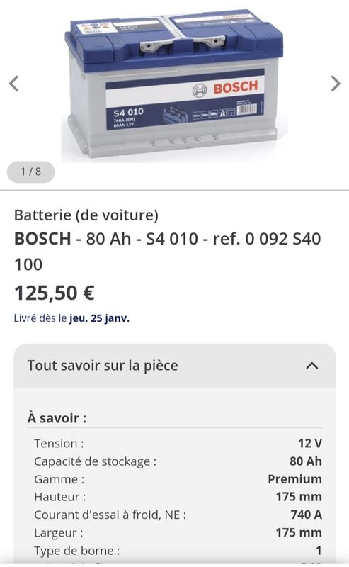 Batterie Bosch - Équipement auto